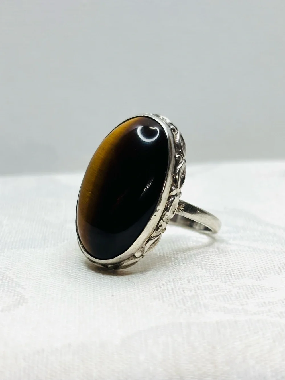 Tiger Eye Sterling Silver Ring Size 8.5